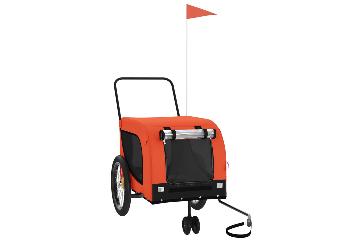 vidaXL 94026 Pet Bike Trailer Orange And Black Oxford Fabric And Iron