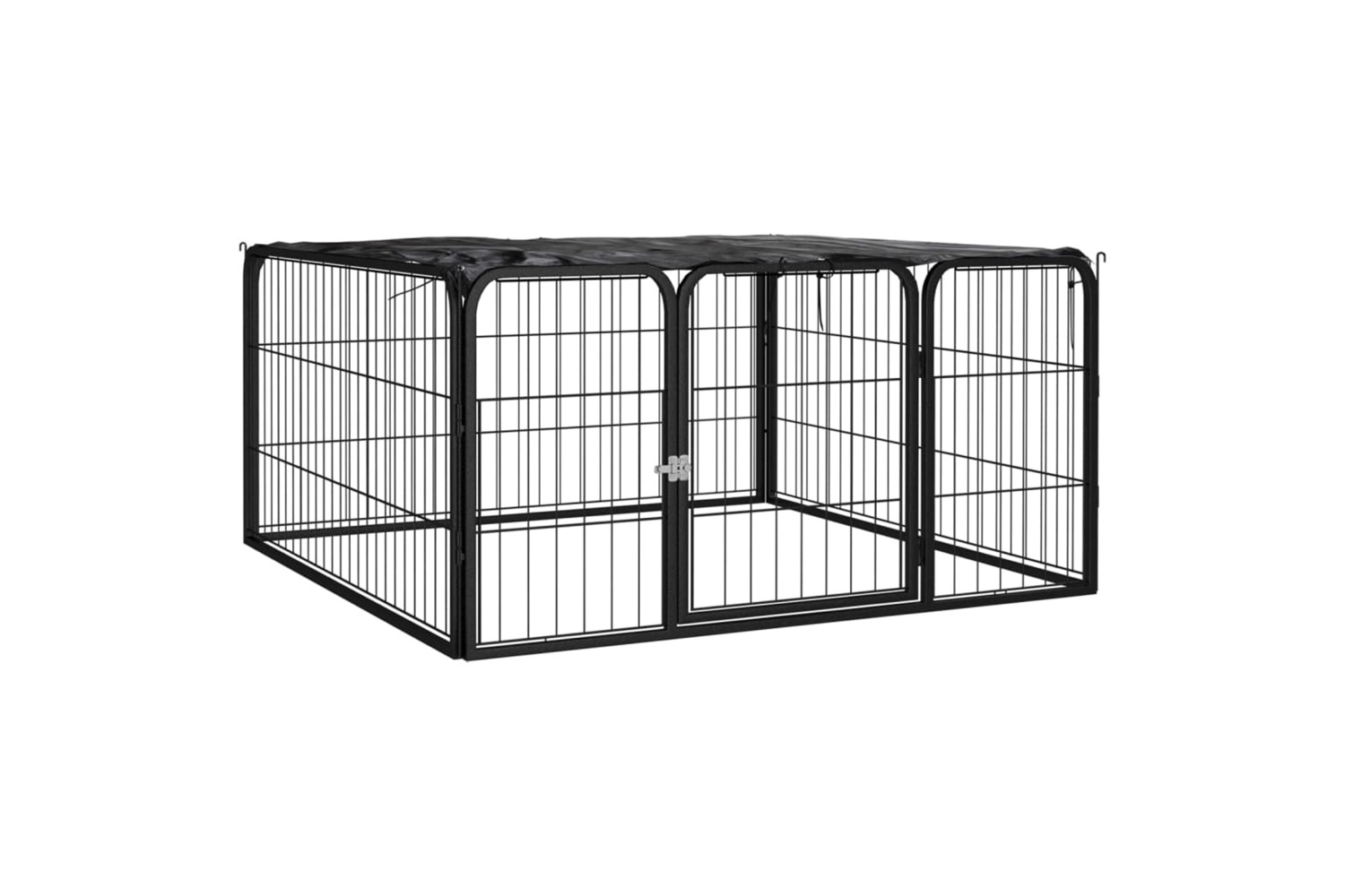 vidaXL 171795 Dog Playpen 4 Panels Black 100x50cm Powder-coated Steel