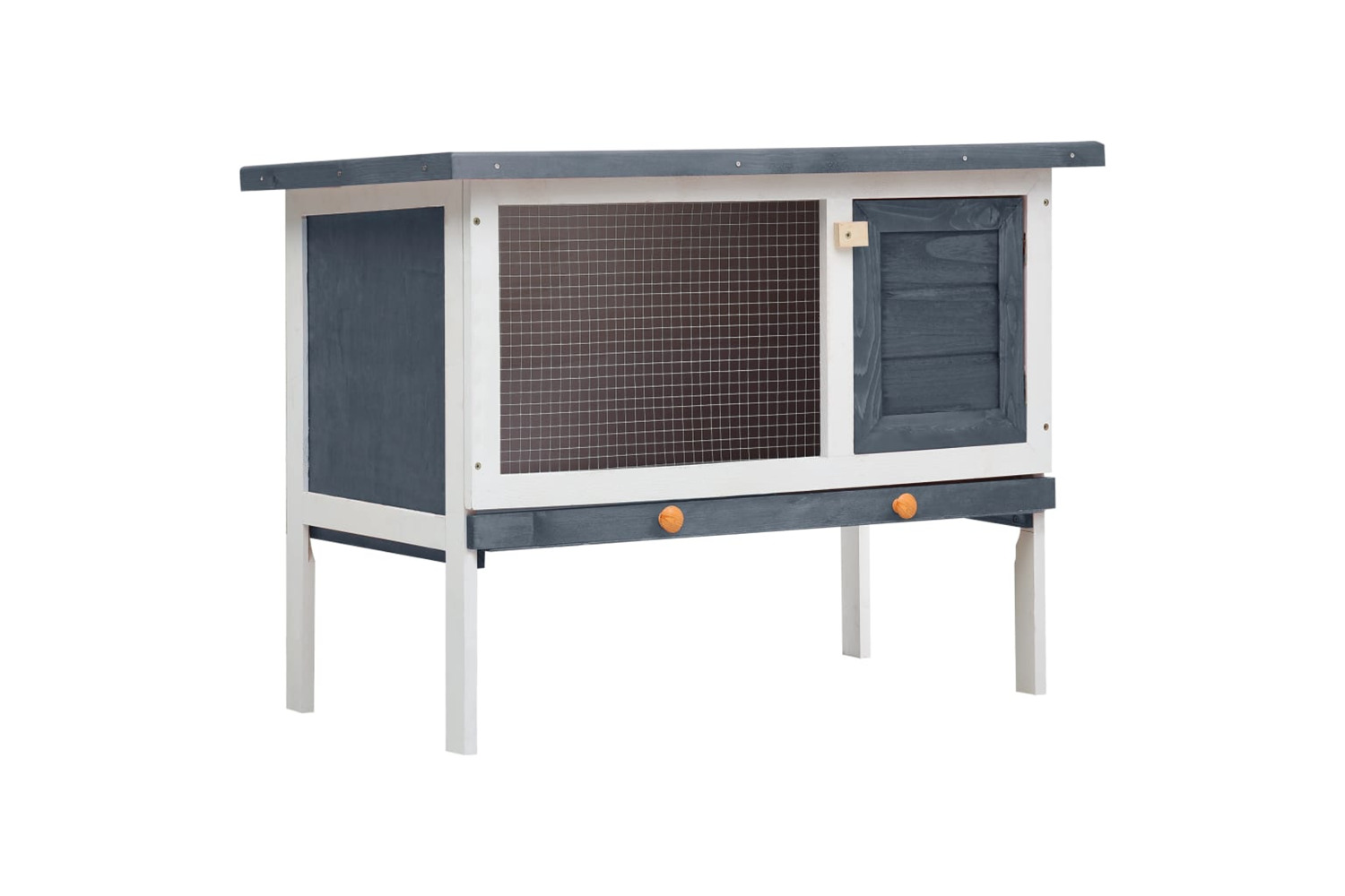vidaXL 170828 Outdoor Rabbit Hutch 1 Layer Grey Wood