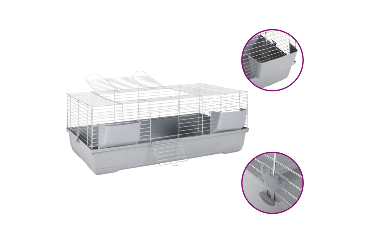 vidaXL 172227 Small Animal Cage Grey 118x59x46cm Polypropylene And Metal