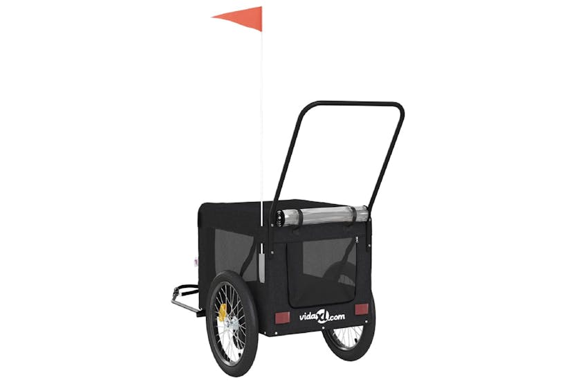 Vidaxl 93947 Pet Bike Trailer Black Oxford Fabric And Iron