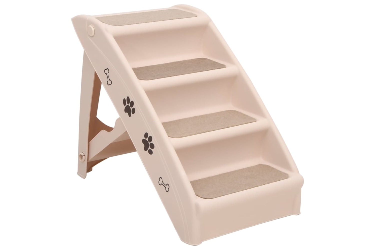 vidaXL 170984 Folding Dog Stairs Cream 62x40x49.5cm