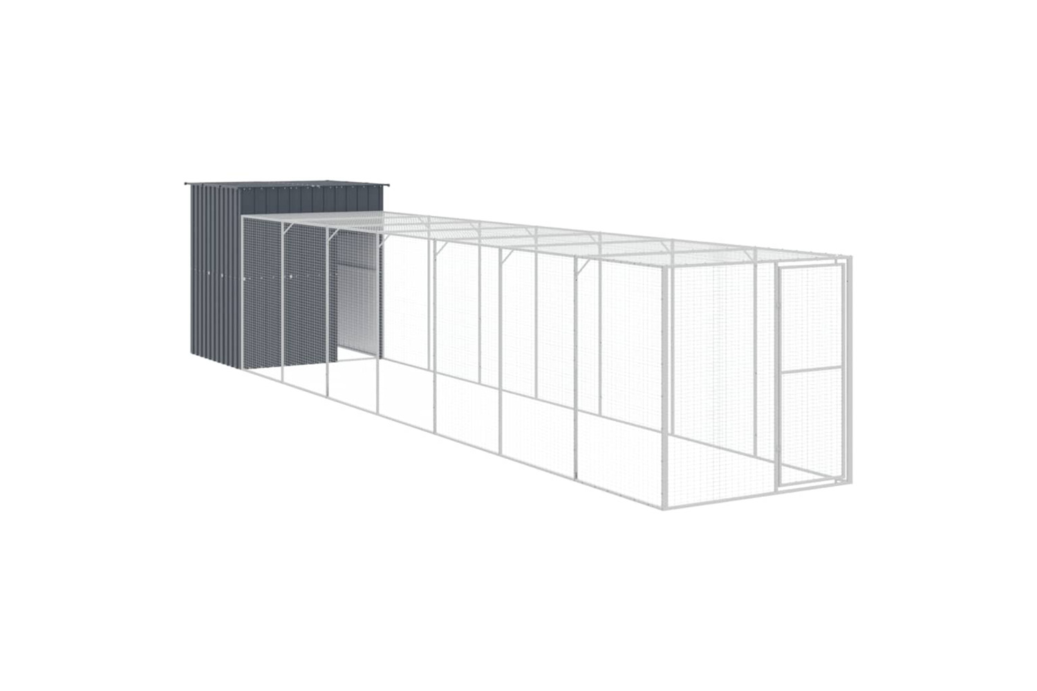 vidaXL 3189111 Chicken Cage With Run Anthracite 165x863x181cm Galvanised Steel