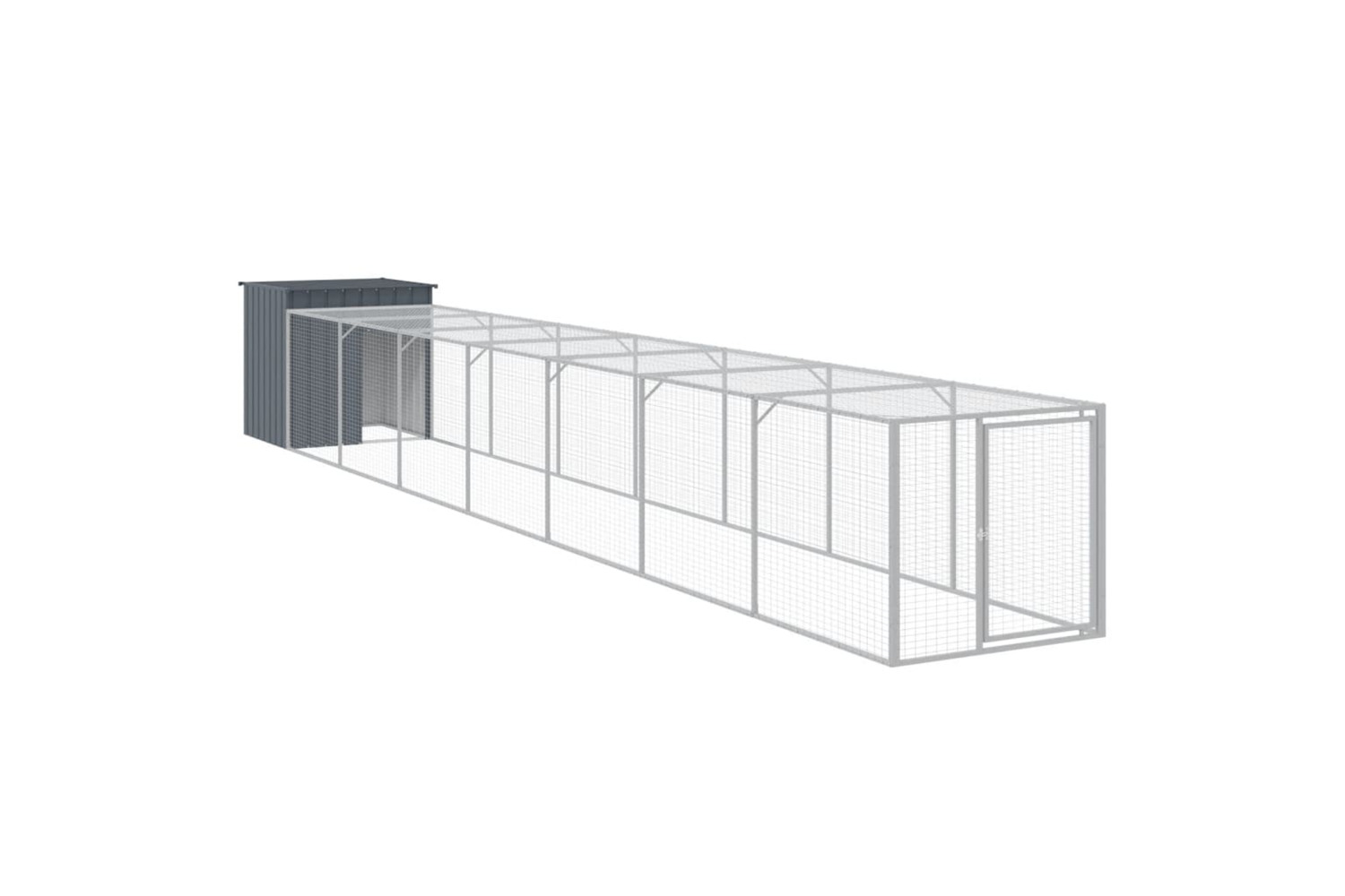 vidaXL 3189091 Chicken Cage With Run Anthracite 110x813x110cm Galvanised Steel