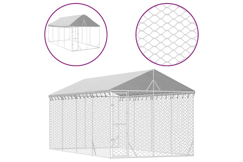 Vidaxl 3190488 Outdoor Dog Kennel With Roof Silver 3x6x2.5 M Galvanised Steel