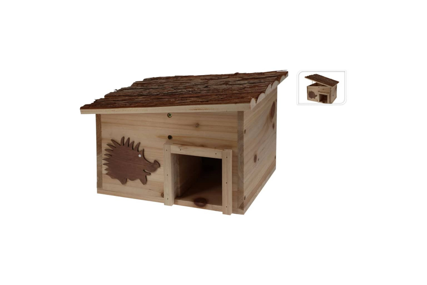 Progarden 443182 Hedgehog House Wood With Tree Bark 34x28x22 Cm