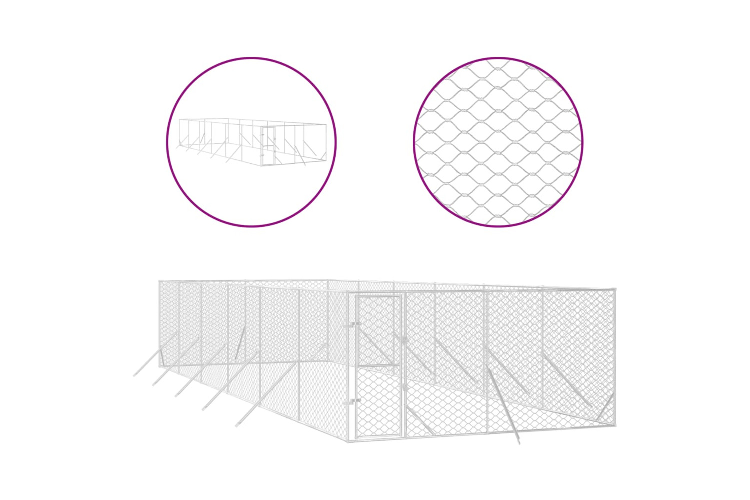 vidaXL 3190457 Outdoor Dog Kennel Silver 4x12x2 M Galvanised Steel