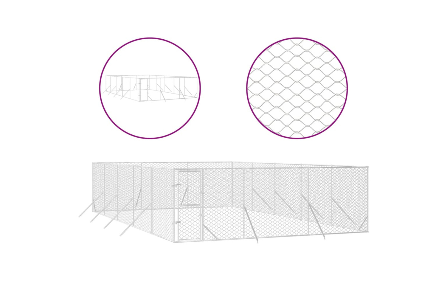 vidaXL 3190461 Outdoor Dog Kennel Silver 6x10x2 M Galvanised Steel