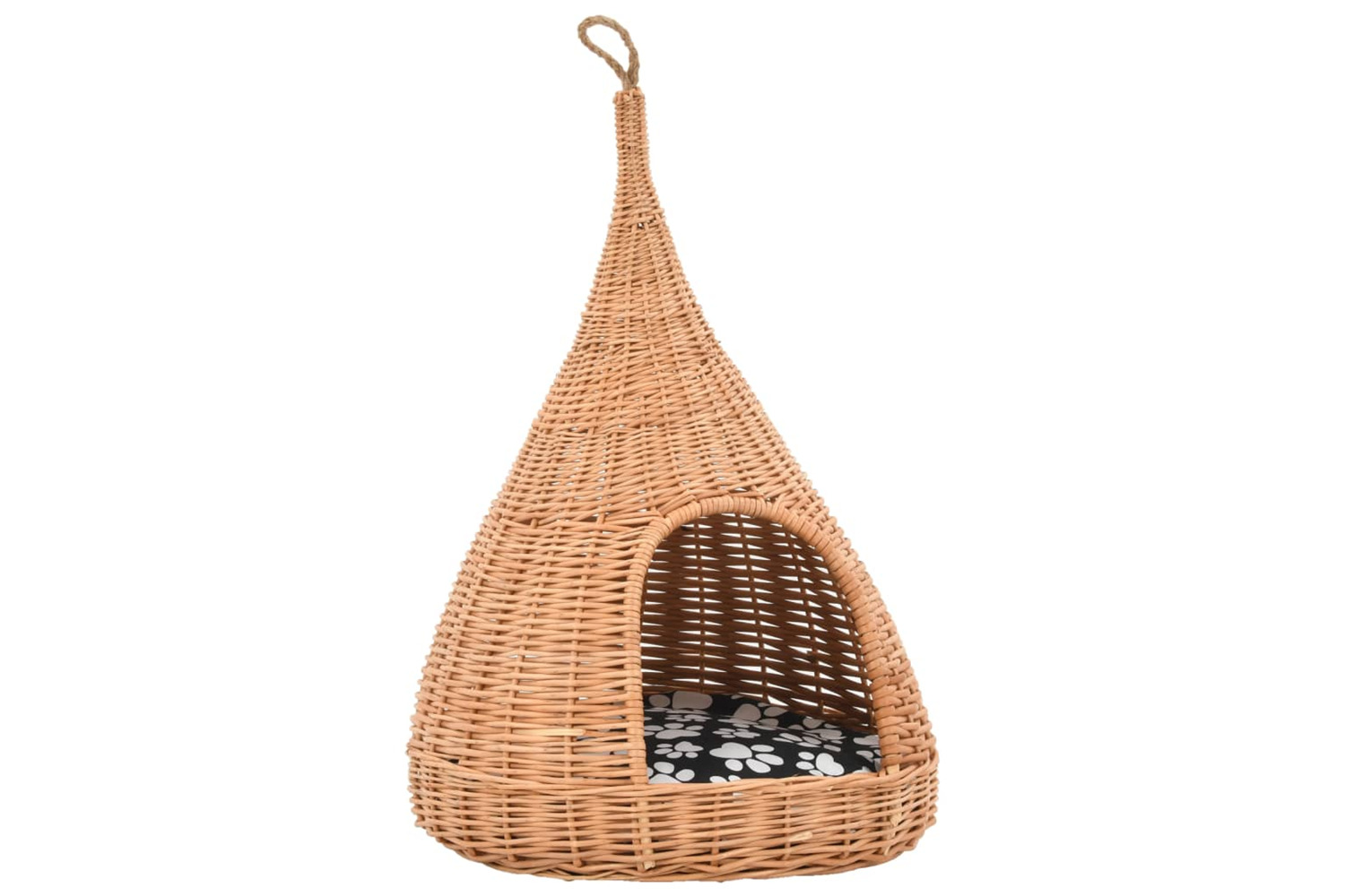 vidaXL 170777 Cat House With Cushion 40x60cm Natural Willow Teepee