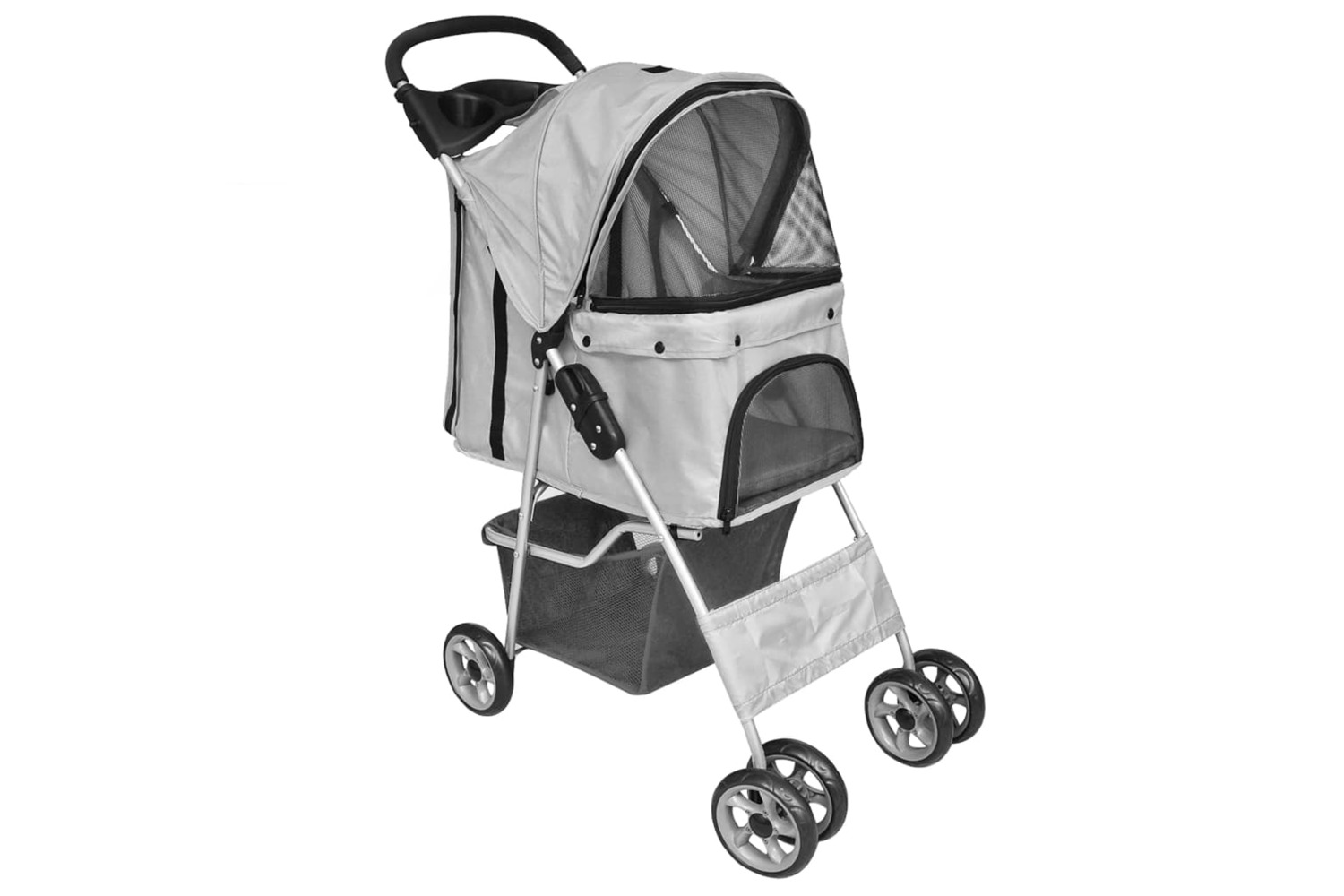 vidaXL 170910 Folding Pet Stroller Dog/cat Travel Carrier Grey