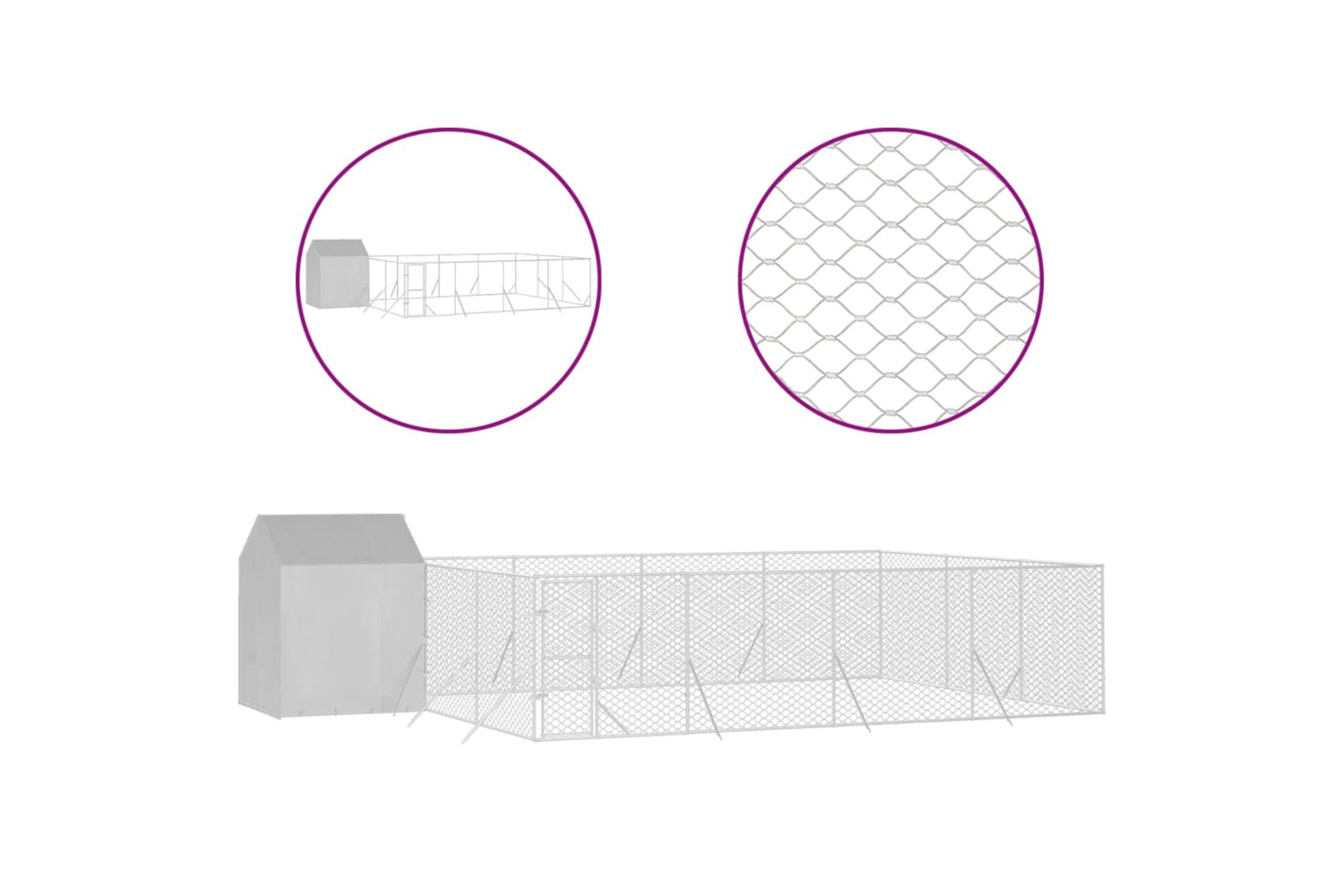 vidaXL 3190480 Outdoor Dog Kennel With Roof Silver 10x6x2.5 M Galvanised Steel