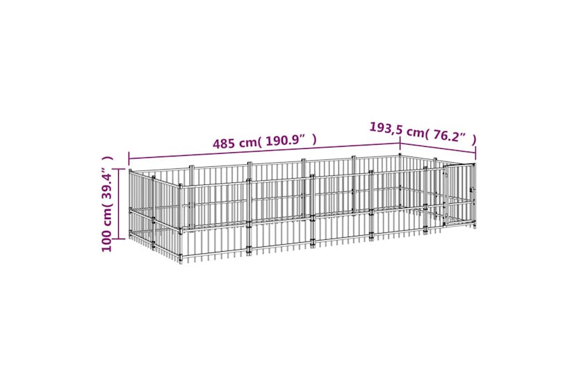 Vidaxl 3124601 Outdoor Dog Kennel Steel 9.38 M2