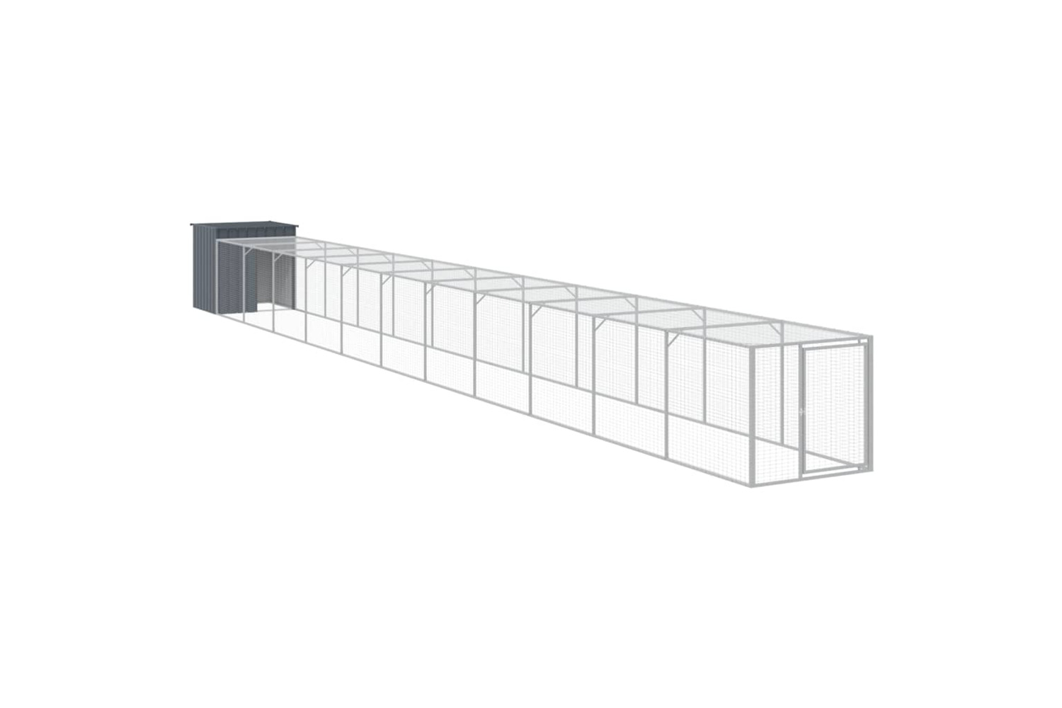 vidaXL 3189093 Chicken Cage With Run Anthracite 110x1221x110cm Galvanised Steel