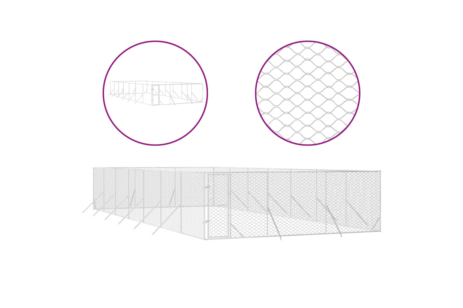 vidaXL 3190462 Outdoor Dog Kennel Silver 6x14x2 M Galvanised Steel