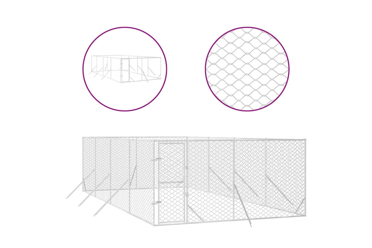 vidaXL 3190456 Outdoor Dog Kennel Silver 4x8x2 M Galvanised Steel