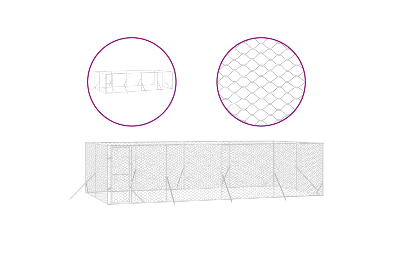 vidaXL 3190463 Outdoor Dog Kennel Silver 8x4x2 M Galvanised Steel