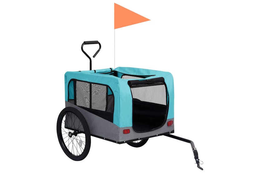 Vidaxl 92441 2-in-1 Pet Bike Trailer & Jogging Stroller Blue And Grey