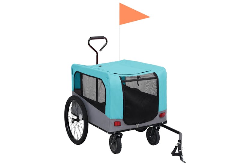 Vidaxl 92441 2-in-1 Pet Bike Trailer & Jogging Stroller Blue And Grey