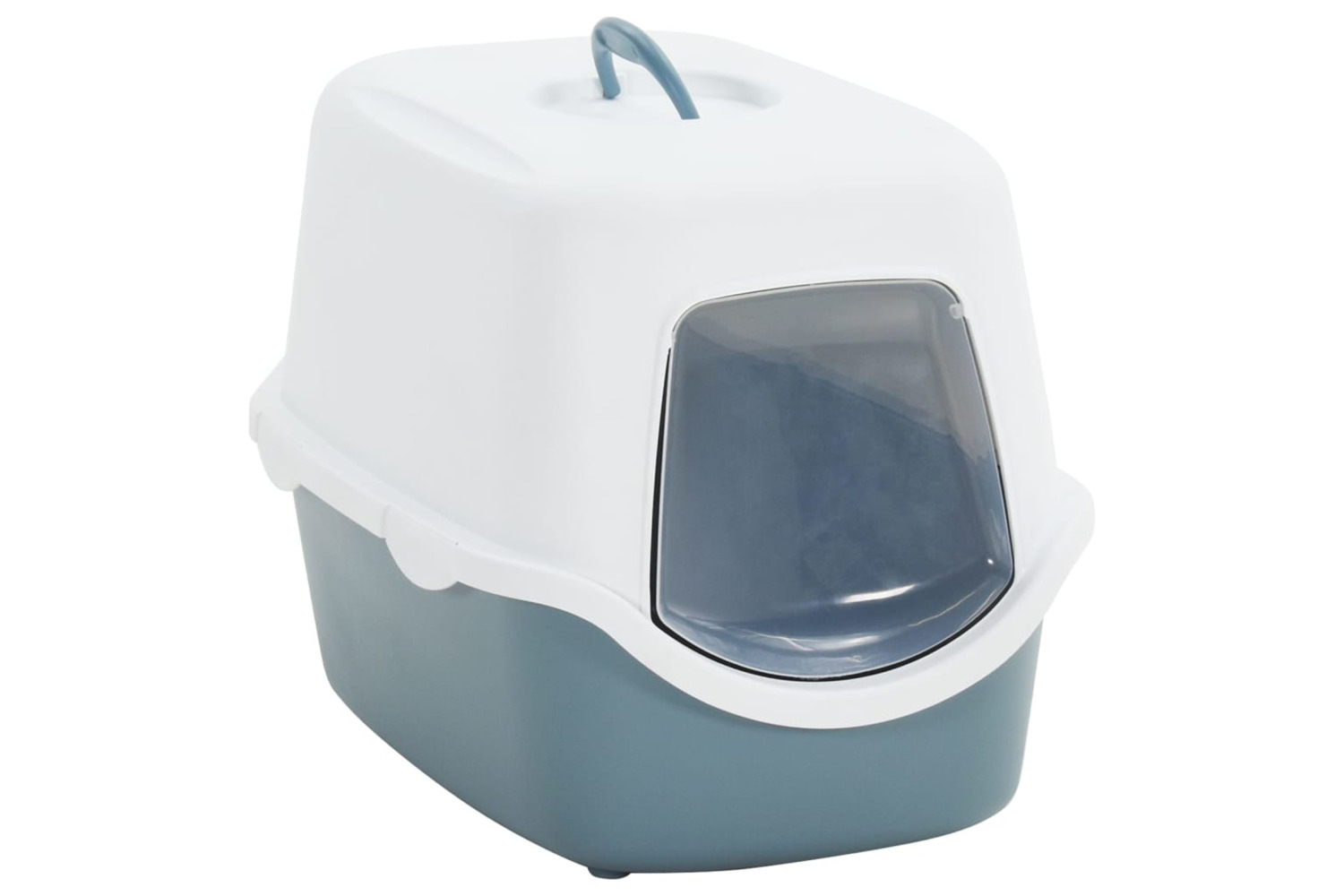 vidaXL 171799 Cat Litter Tray With Cover White And Blue 56x40x40cm Pp