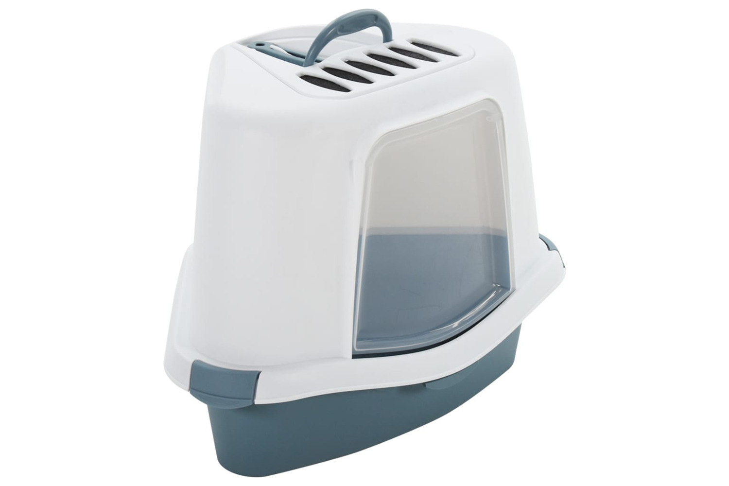 vidaXL 171809 Cat Litter Tray With Cover White And Blue 56x40x40cm Pp
