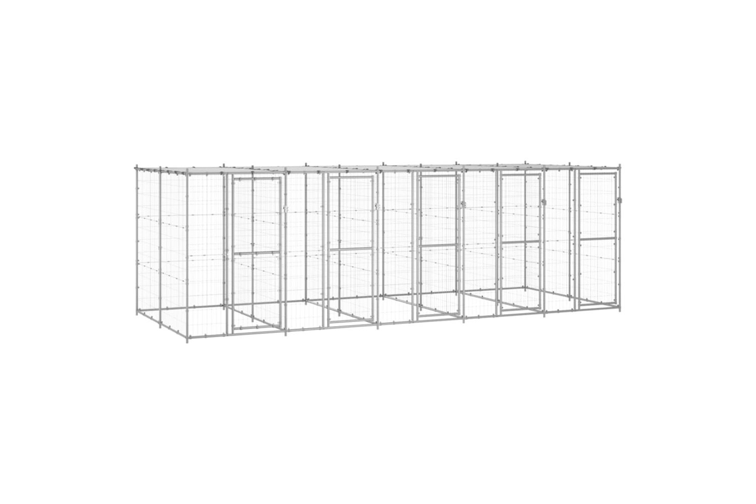 vidaXL 3082274 Outdoor Dog Kennel Galvanised Steel With Roof 12.1 M2