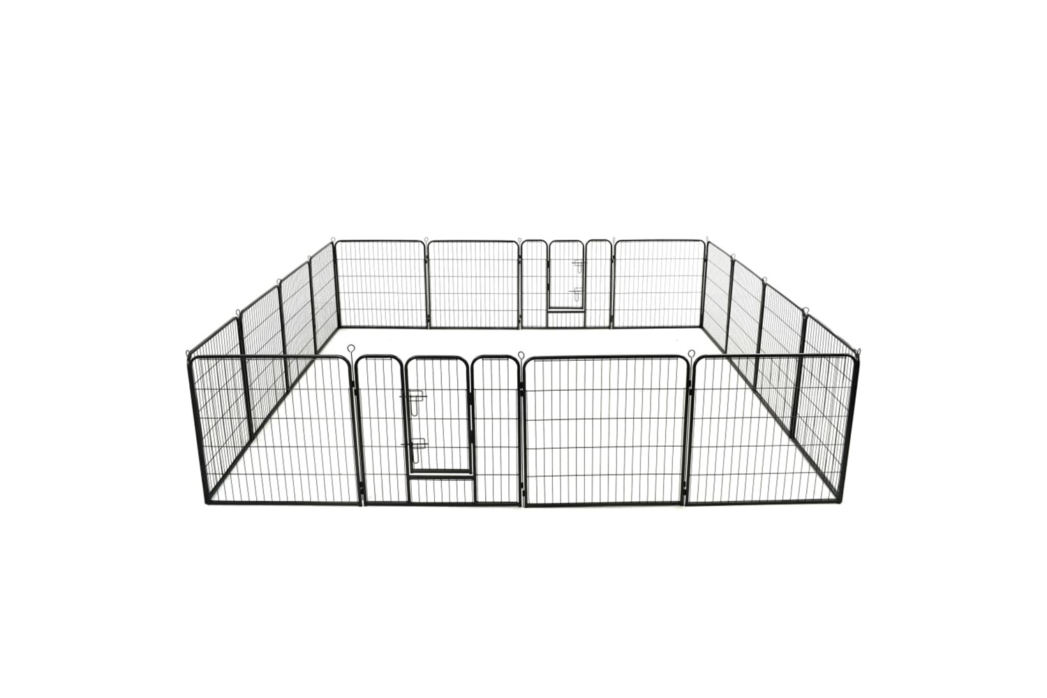vidaXL 275491 Dog Playpen 16 Panels Steel 80x80cm Black