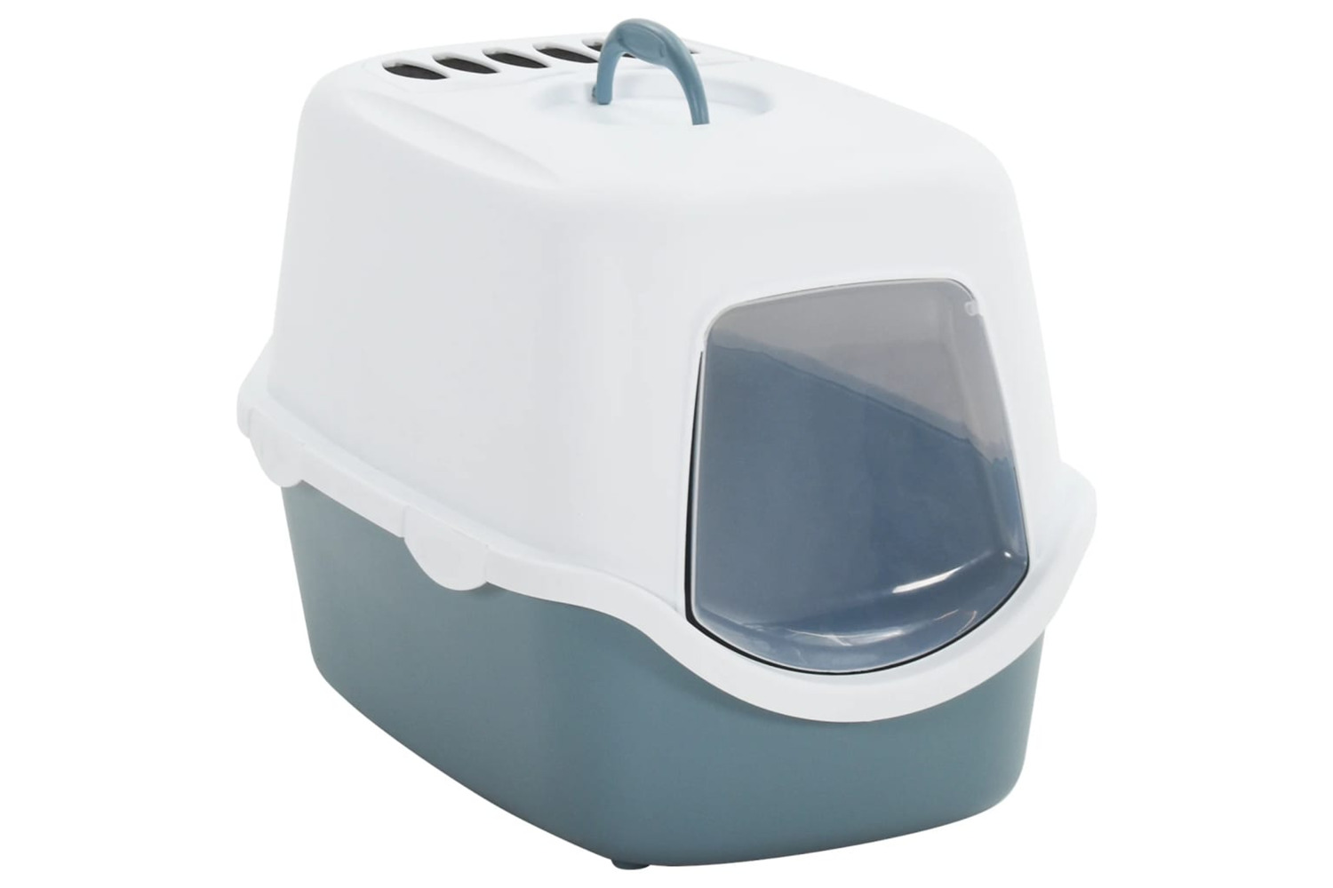 vidaXL 171800 Cat Litter Tray With Cover White And Blue 56x40x40cm Pp
