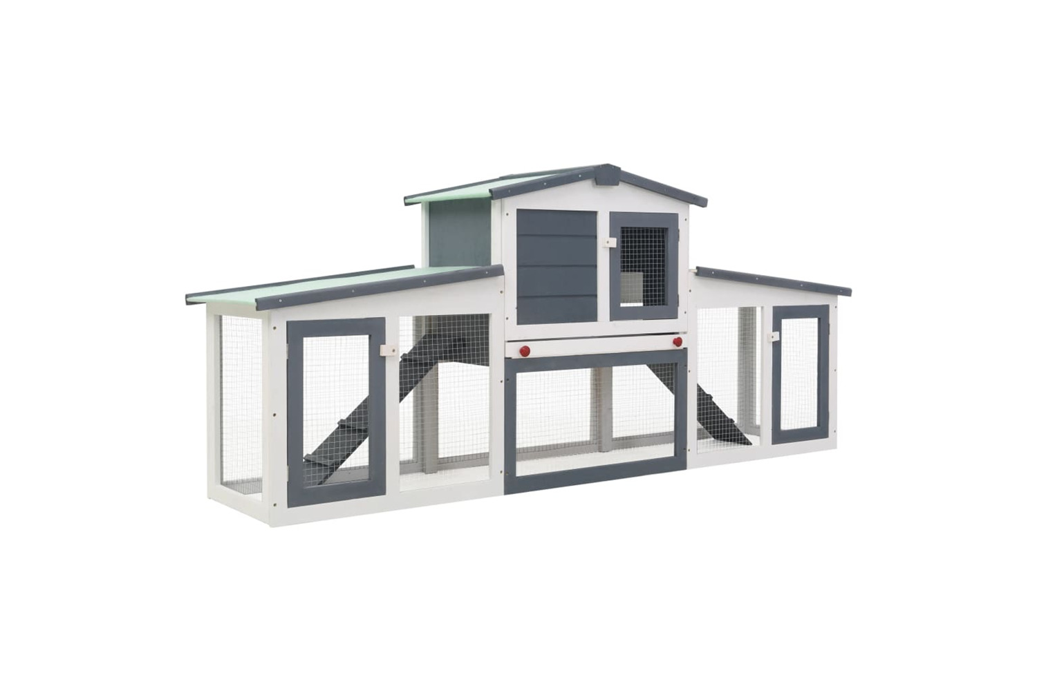 vidaXL 170843 Outdoor Large Rabbit Hutch Grey And White 204x45x85cm Wood