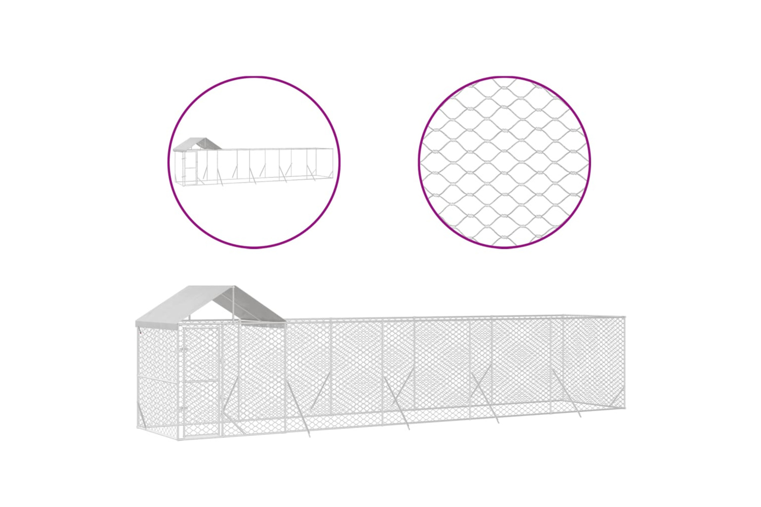 vidaXL 3190468 Outdoor Dog Kennel With Roof Silver 10x2x2.5 M Galvanised Steel