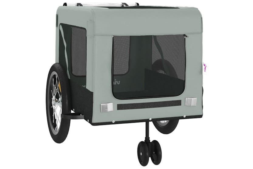 Vidaxl 93937 Pet Bike Trailer Grey And Black Oxford Fabric And Iron