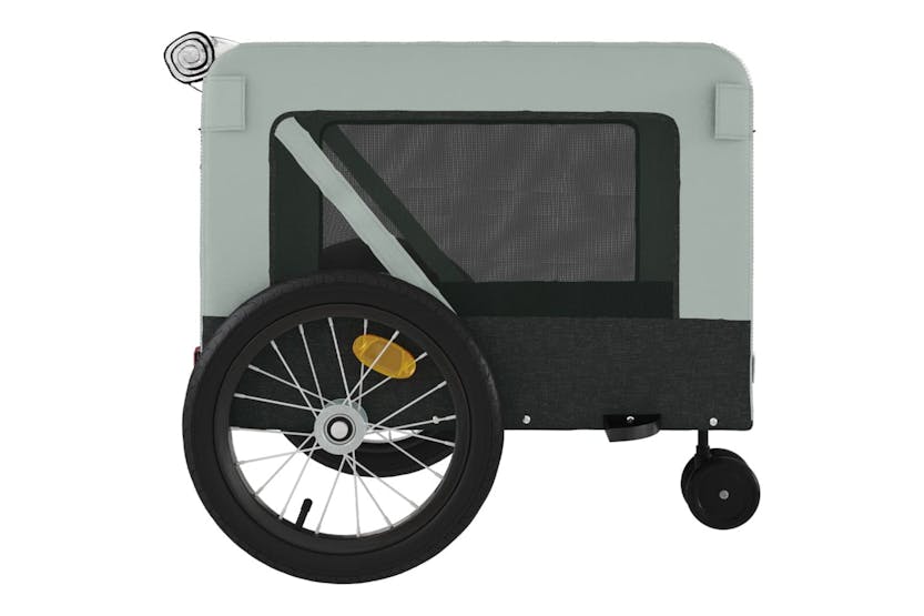 Vidaxl 93937 Pet Bike Trailer Grey And Black Oxford Fabric And Iron