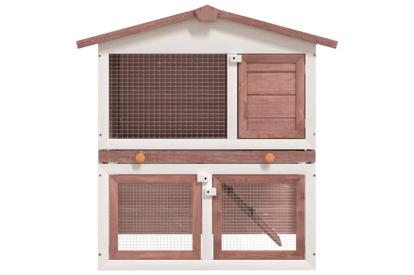 Vidaxl 170838 Outdoor Rabbit Hutch 3 Doors Brown Wood