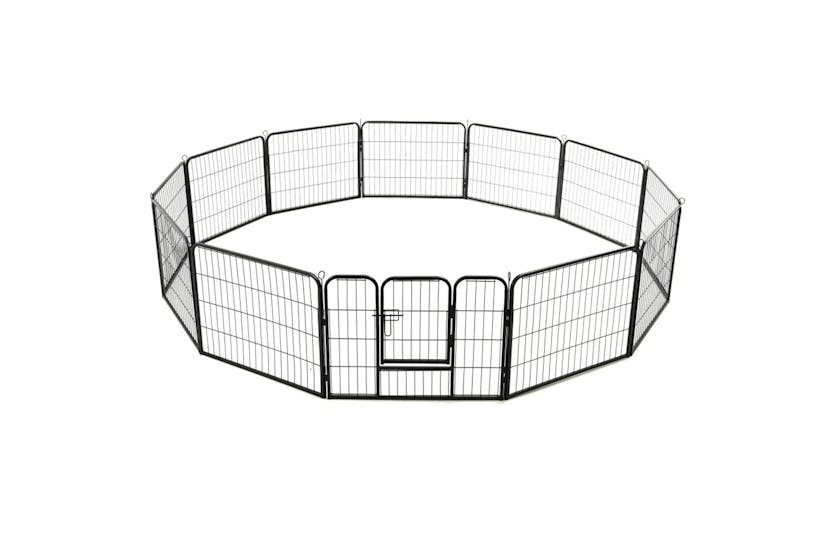 Vidaxl 170573 Dog Playpen 12 Panels Steel 80x60 Cm Black