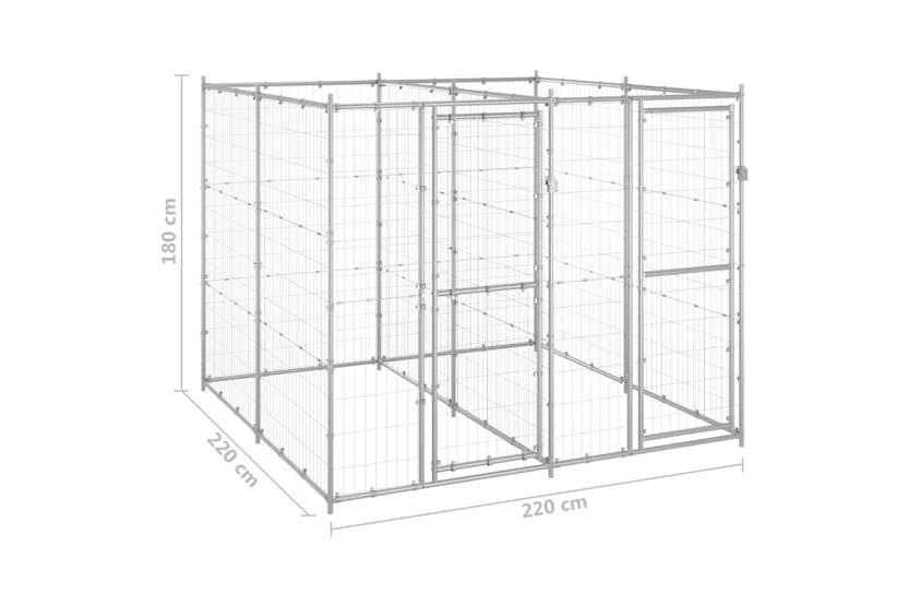 Vidaxl 3082282 Outdoor Dog Kennel Galvanised Steel 4.84 M2