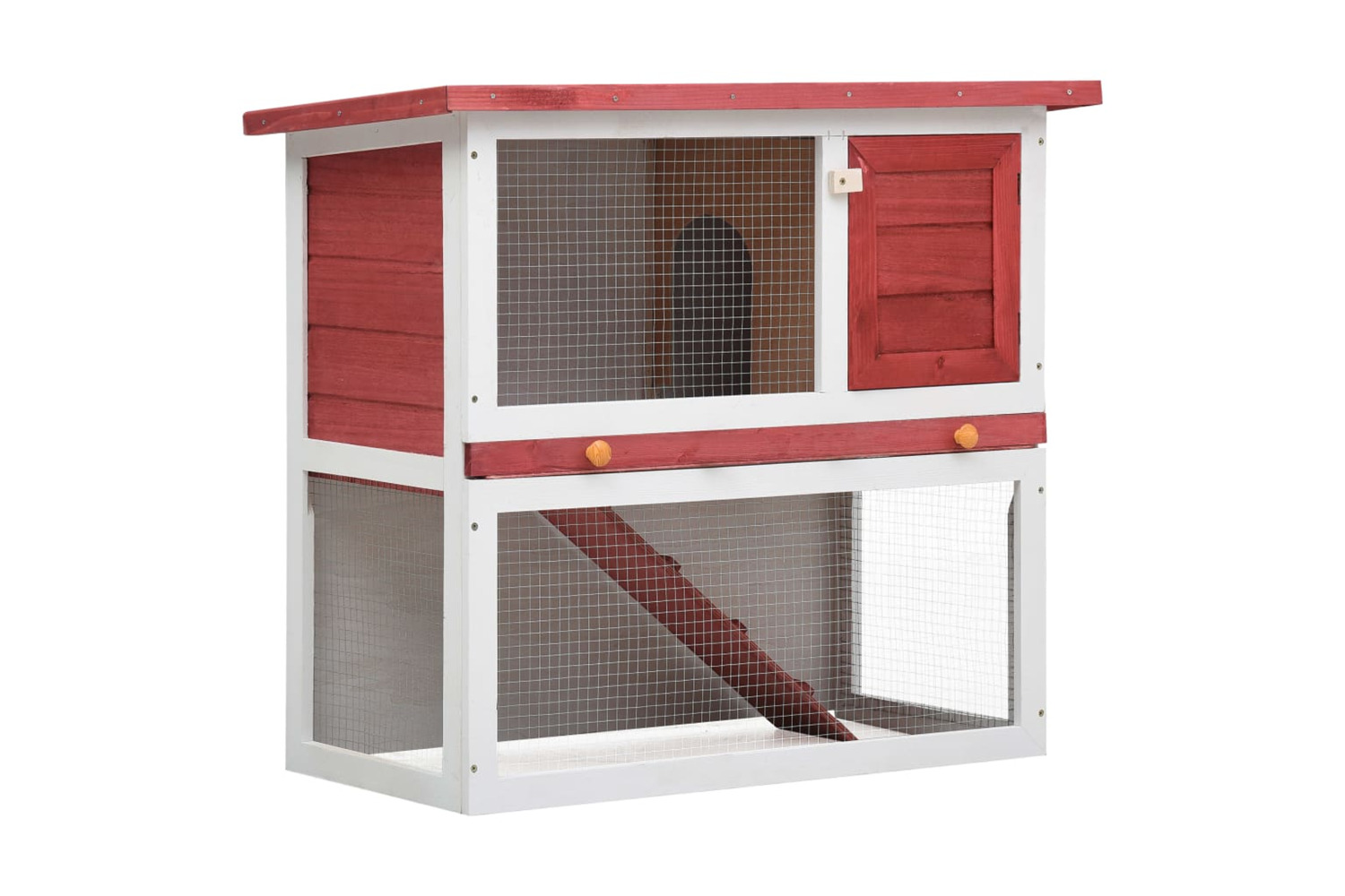vidaXL 170833 Outdoor Rabbit Hutch 1 Door Red Wood