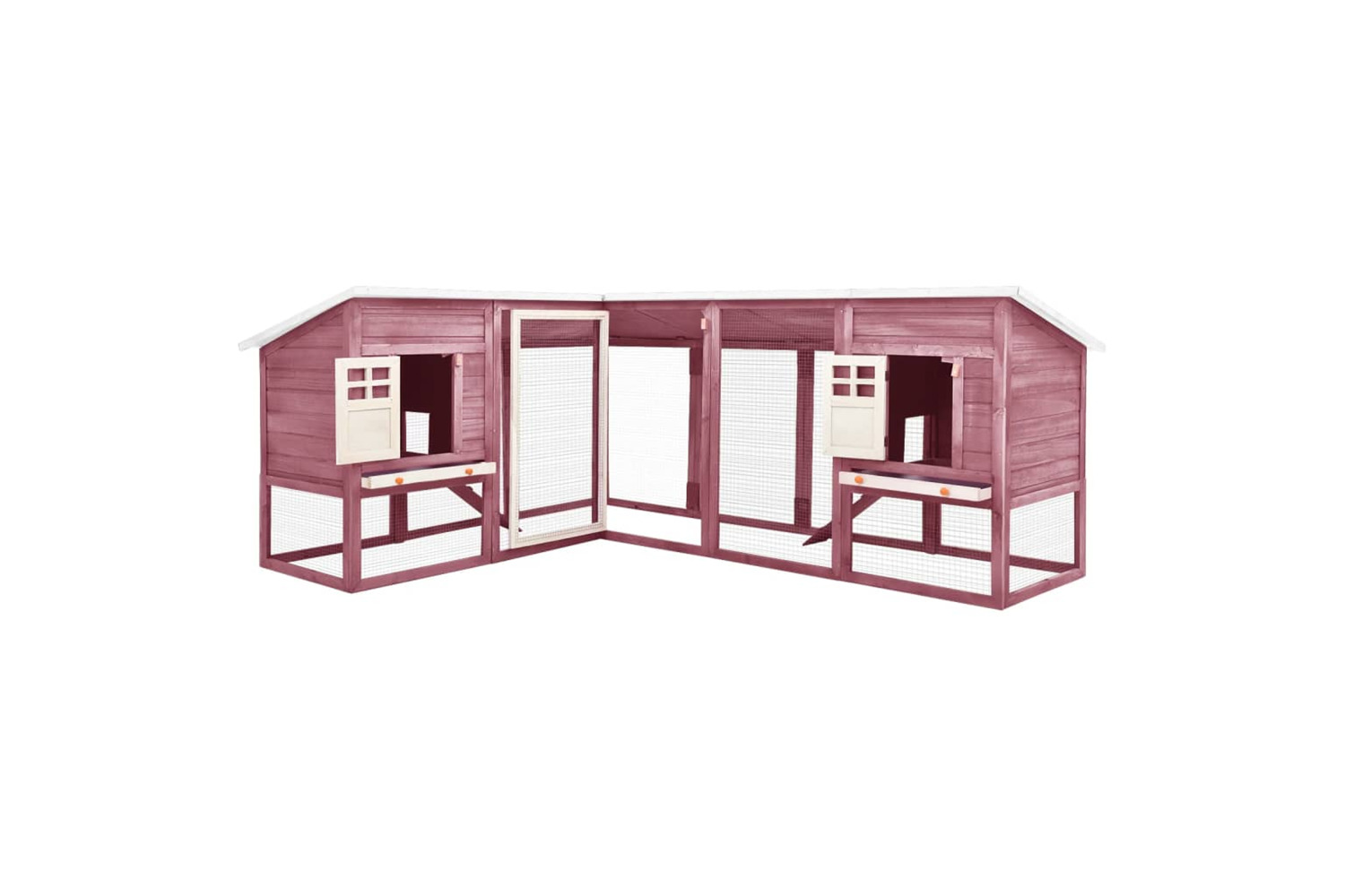 vidaXL 170874 Outdoor Rabbit Hutch With Run Mocca And White Solid Fir Wood