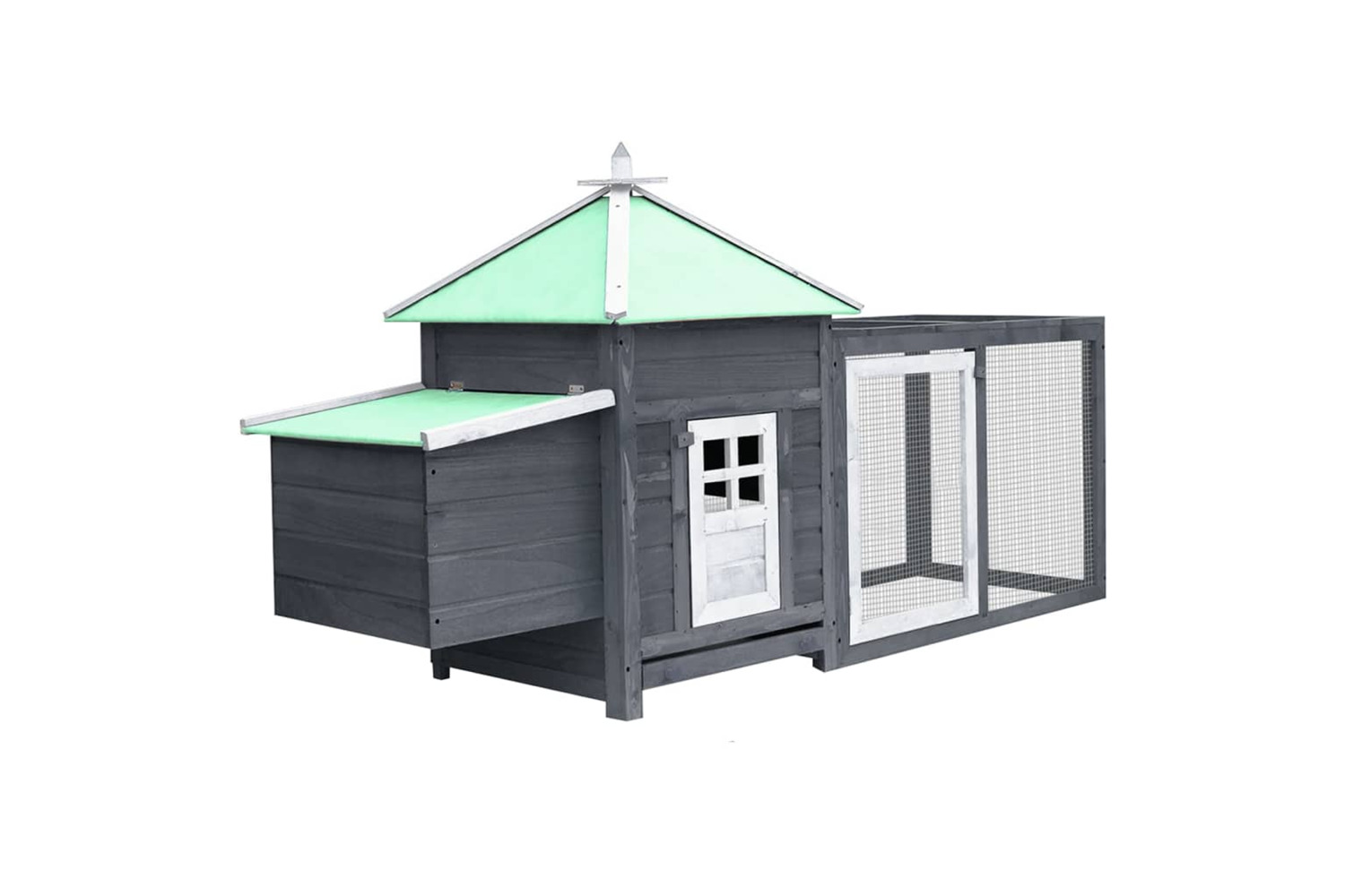vidaXL 170981 Chicken Coop With Nest Box Grey 190x72x102cm Solid Firwood