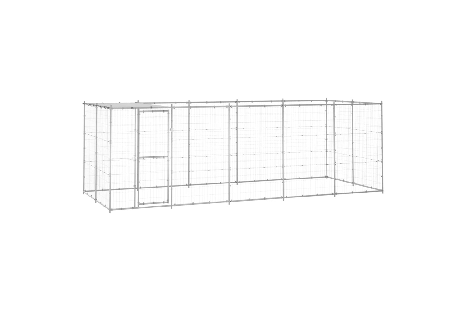 vidaXL 3082304 Outdoor Dog Kennel Galvanised Steel With Roof 12.1 M2