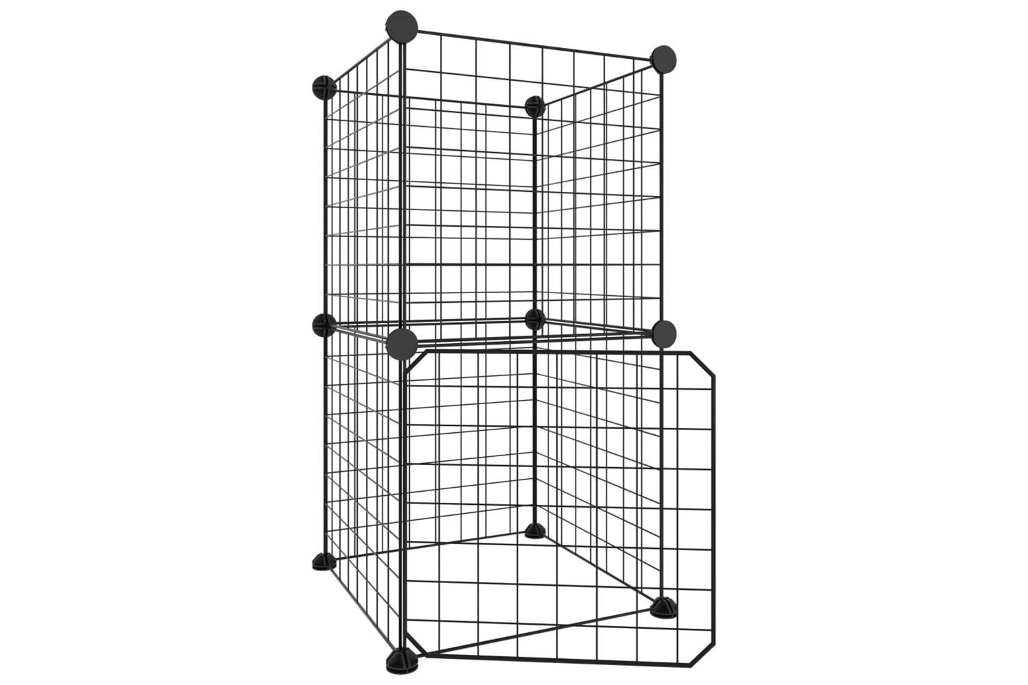 Vidaxl 3114032 8-panel Pet Cage With Door Black 35x35 Cm Steel