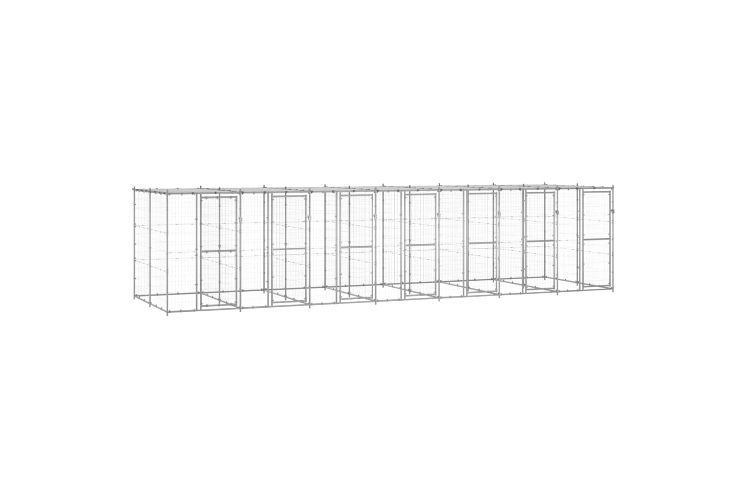 vidaXL 3082276 Outdoor Dog Kennel Galvanised Steel With Roof 16.94 M2