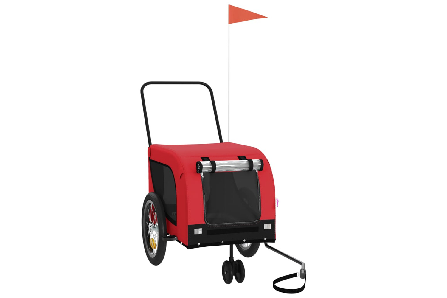 vidaXL 94020 Pet Bike Trailer Red And Black Oxford Fabric And Iron