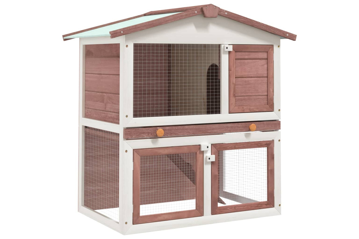 vidaXL 170838 Outdoor Rabbit Hutch 3 Doors Brown Wood