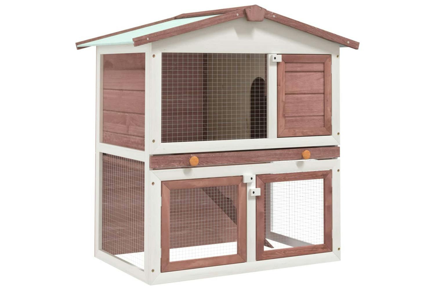 Vidaxl 170838 Outdoor Rabbit Hutch 3 Doors Brown Wood