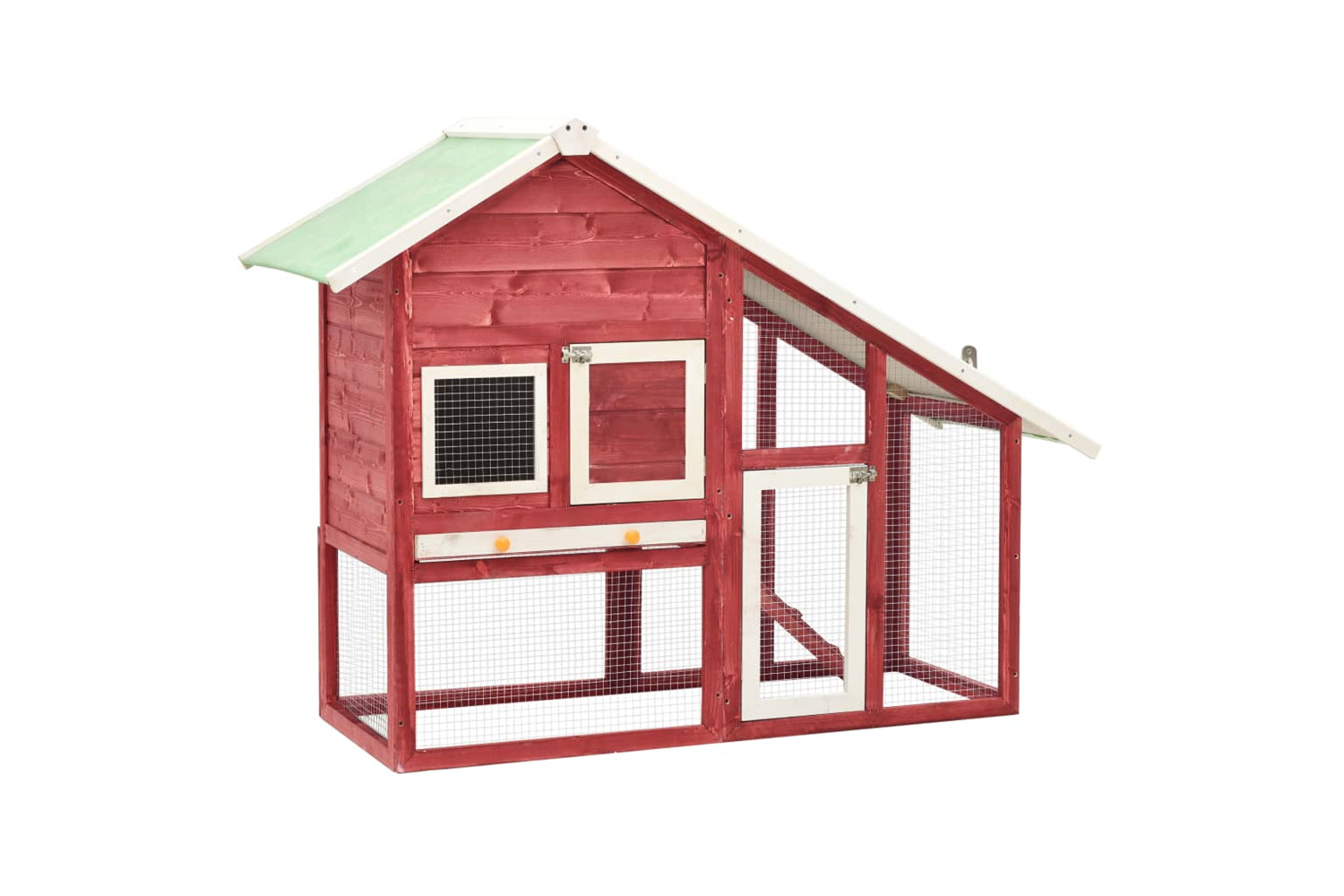 vidaXL 170871 Rabbit Hutch Red And White 140x63x120cm Solid Firwood