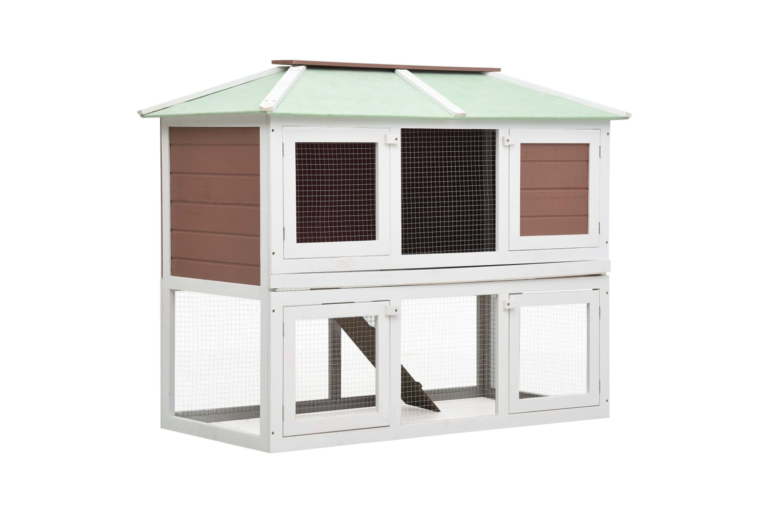 vidaXL 170850 Animal Rabbit Cage Double Floor Brown Wood
