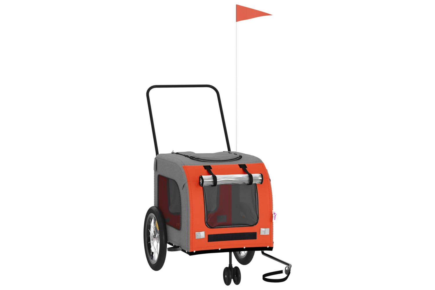 vidaXL 93851 Pet Bike Trailer Orange And Grey Oxford Fabric And Iron