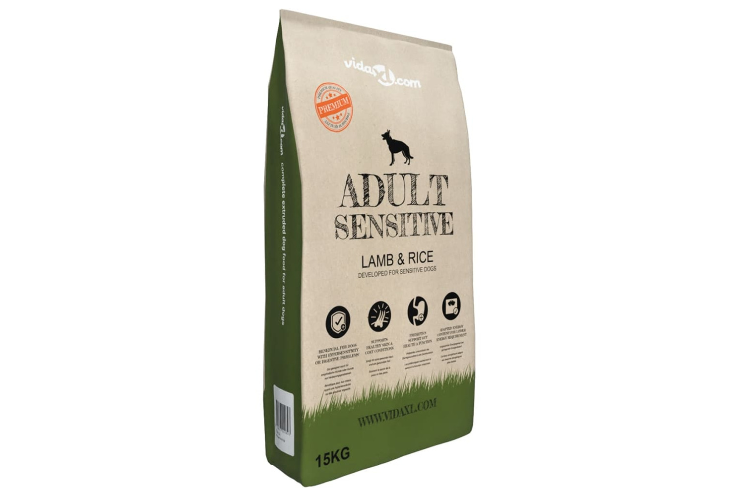 vidaXL 170491 Premium Dry Dog Food Adult Sensitive Lamb & Rice 15 Kg