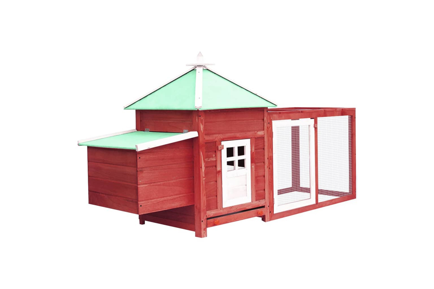 vidaXL 170983 Chicken Coop With Nest Box Red 190x72x102cm Solid Firwood