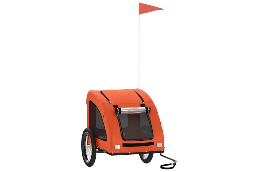 Vidaxl 93963 Pet Bike Trailer Orange Oxford Fabric And Iron