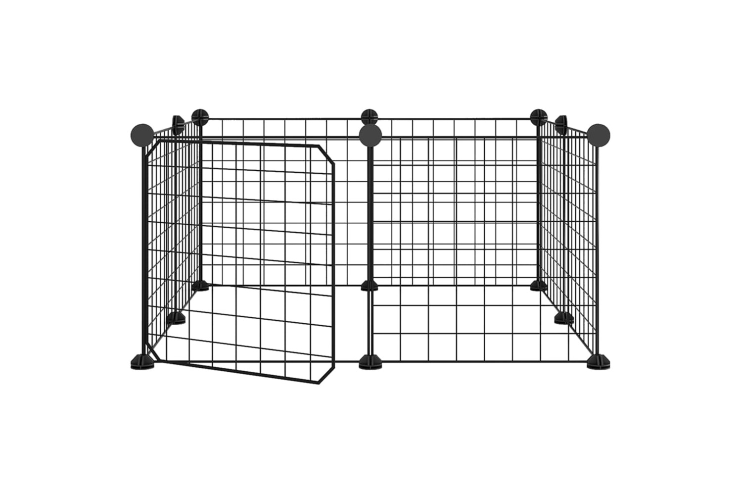 vidaXL 171622 8-panel Pet Cage With Door Black 35x35cm Steel